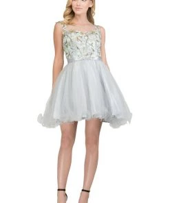 Starbox Short Floral Embroidered Dress With Ruffled Skirt By Star Box 17267