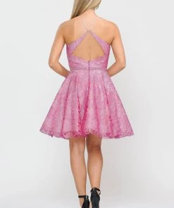 Prom Short Floral Glitter Dress With Illusion Cutout By Poly USA 8506 15 Prom Short Floral Glitter Dress With Illusion Cutout By Poly USA 8506