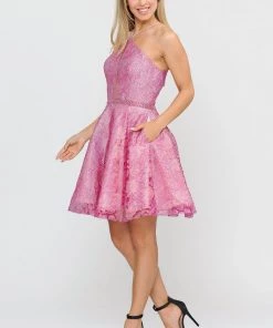 Prom Short Floral Glitter Dress With Illusion Cutout By Poly USA 8506 14 Prom Short Floral Glitter Dress With Illusion Cutout By Poly USA 8506