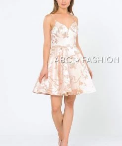 Short Floral Print Dress With Sweetheart Neckline By Poly USA 8508