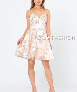 Short Floral Print Dress With Sweetheart Neckline By Poly USA 8508