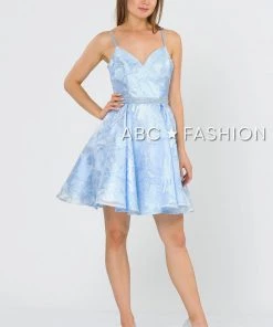 Short Glitter Print Dress With Beaded Waist By Poly USA 8422 Prom 12 Short Glitter Print Dress With Beaded Waist By Poly USA 8422 Prom