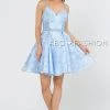 Short Glitter Print Dress With Beaded Waist By Poly USA 8422 Prom