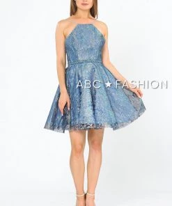 Short Glitter Print Dress With Pockets By Poly USA 8410