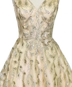 Short Glitter Print V-Neck Dress By Calla Collection 16 Short Glitter Print V-Neck Dress By Calla Collection