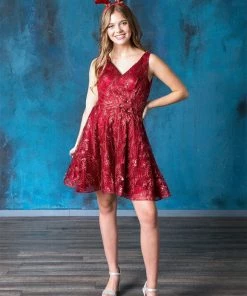 Short Glitter Print V-Neck Dress By Calla Collection 13 Short Glitter Print V-Neck Dress By Calla Collection