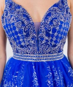 Short Glitter Print V-Neck Dress By Elizabeth K GS1965 Prom
