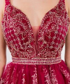 Short Glitter Print V-Neck Dress By Elizabeth K GS1965 Prom