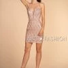 Prom Short Glitter V-Neck Dress With Corset Tie By Elizabeth K GS1634 1 Prom Short Glitter V-Neck Dress With Corset Tie By Elizabeth K GS1634