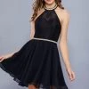 Prom Short Halter Chiffon Dress With Lace Bodice By Nox Anabel 6225