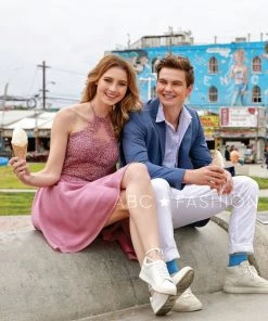 Short Halter Dress With Applique Bodice By Nox Anabel G657