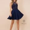 Short Halter Dress With Applique Bodice By Nox Anabel G657