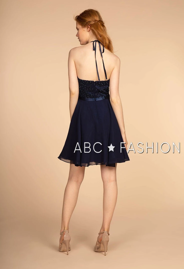 Short Halter Dress With Embroidered Bodice By Elizabeth K GS1621 Prom 8 Short Halter Dress With Embroidered Bodice By Elizabeth K GS1621 Prom