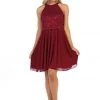 Prom Short Halter Dress With Lace Bodice By Celavie 6398