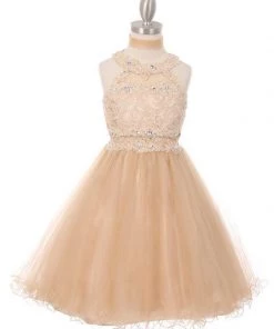 Short Halter Dress With Lace Bodice By Cinderella Couture 5040 Prom