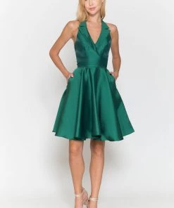 Short Halter Mikado Dress By Poly USA 8734