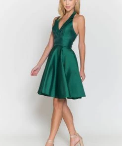 Short Halter Mikado Dress By Poly USA 8734