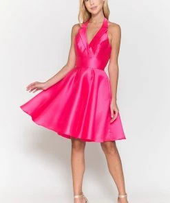 Short Halter Mikado Dress By Poly USA 8734