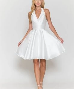 Short Halter Mikado Dress By Poly USA 8734