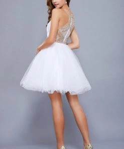 Prom Short Illusion Dress With Beaded Bodice By Nox Anabel 6250