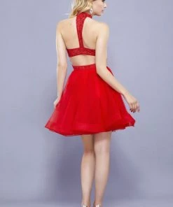 Prom Short Illusion Dress With Beaded Top By Nox Anabel 6316