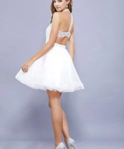 Prom Short Illusion Dress With Beaded Top By Nox Anabel 6316