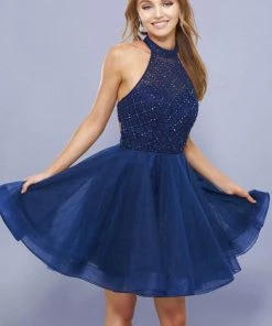 Prom Short Illusion Dress With Beaded Top By Nox Anabel 6316
