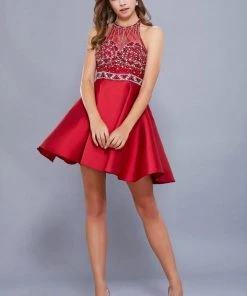 Short Illusion Dress With Embellished Bodice By Nox Anabel 6262