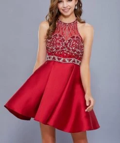 Short Illusion Dress With Embellished Bodice By Nox Anabel 6262