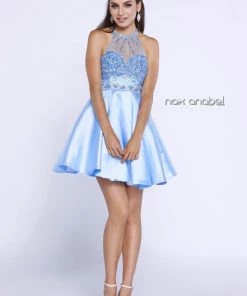 Short Illusion Dress With Embellished Bodice By Nox Anabel 6262
