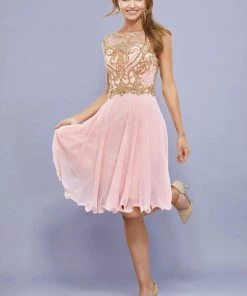 Short Illusion Dress With Gold Lace Applique By Nox Anabel 6321 Prom 11 Short Illusion Dress With Gold Lace Applique By Nox Anabel 6321 Prom