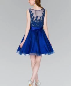 Short Illusion Dress With Lace Bodice By Elizabeth K GS2414