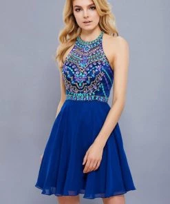 Prom Short Illusion Dress With Pastel Beaded Top By Nox Anabel 6238