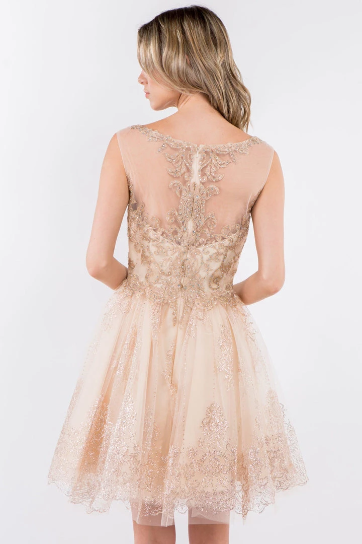 Short Illusion Glitter Print Dress By Elizabeth K GS1964 9 Short Illusion Glitter Print Dress By Elizabeth K GS1964