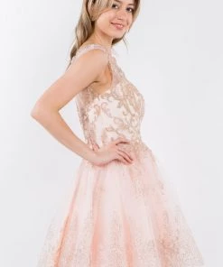 Short Illusion Glitter Print Dress By Elizabeth K GS1964 29 Short Illusion Glitter Print Dress By Elizabeth K GS1964