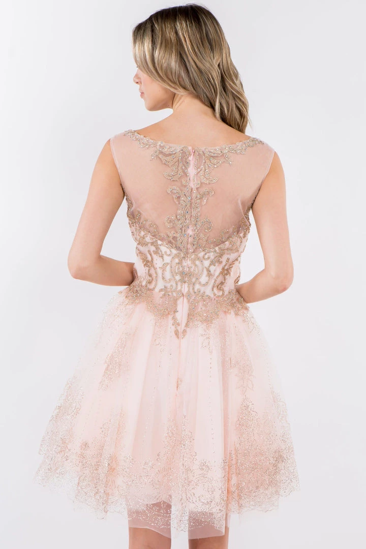 Short Illusion Glitter Print Dress By Elizabeth K GS1964 14 Short Illusion Glitter Print Dress By Elizabeth K GS1964