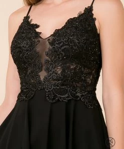 Short Knee Length V-Neck Dress With Appliques By Nox Anabel A660 Prom 11 Short Knee Length V-Neck Dress With Appliques By Nox Anabel A660 Prom