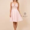 Short Knee Length V-Neck Dress With Appliques By Nox Anabel A660 Prom