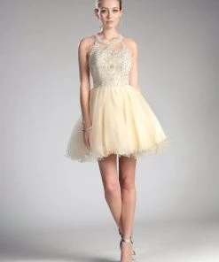 Prom Short Lace Appliqued Dress By Cinderella Divine UJ0119 22 Prom Short Lace Appliqued Dress By Cinderella Divine UJ0119