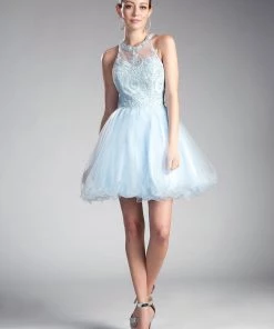 Prom Short Lace Appliqued Dress By Cinderella Divine UJ0119 25 Prom Short Lace Appliqued Dress By Cinderella Divine UJ0119
