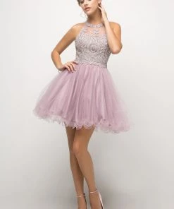Prom Short Lace Appliqued Dress By Cinderella Divine UJ0119 19 Prom Short Lace Appliqued Dress By Cinderella Divine UJ0119