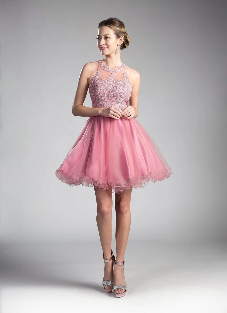 Prom Short Lace Appliqued Dress By Cinderella Divine UJ0119 6 Prom Short Lace Appliqued Dress By Cinderella Divine UJ0119