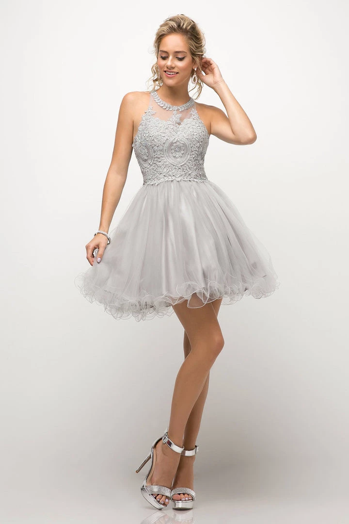 Prom Short Lace Appliqued Dress By Cinderella Divine UJ0119 14 Prom Short Lace Appliqued Dress By Cinderella Divine UJ0119