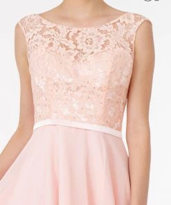 Prom Short Lace Bodice Dress With Corset Back By Elizabeth K GS2807