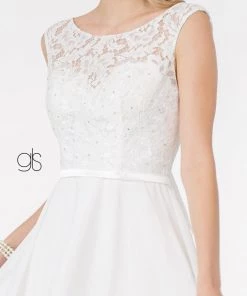 Prom Short Lace Bodice Dress With Corset Back By Elizabeth K GS2807