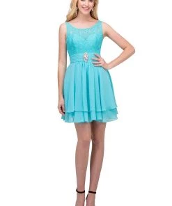 Short Lace Bodice Dress With Corset Back By Star Box 6146 Prom