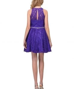 Prom Short Lace Dress With Keyhole Back By Star Box 6170