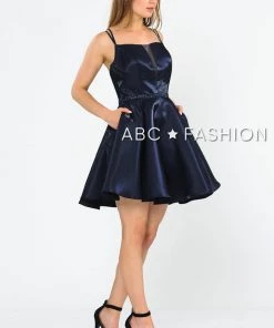 Prom Short Metallic Dress With Illusion Cutout By Poly USA 8447