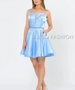 Prom Short Metallic Dress With Illusion Cutout By Poly USA 8447