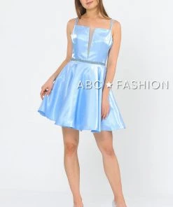 Prom Short Metallic Dress With Illusion Cutout By Poly USA 8447